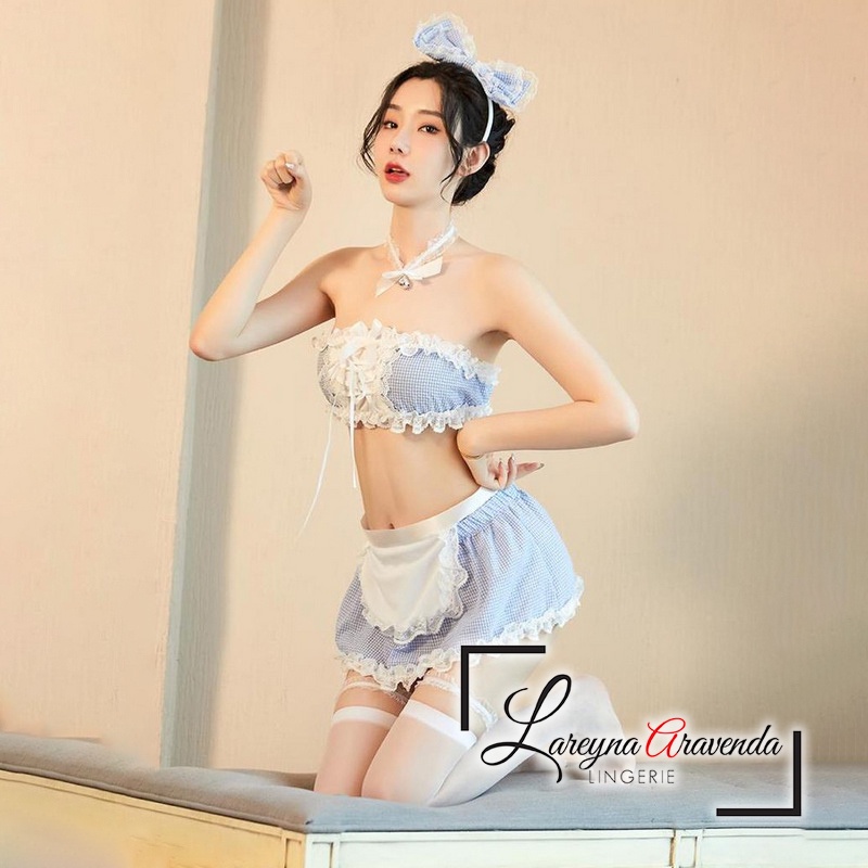 Set Lingerie + CD + Bando Seksi Model Costume Maid Eropa Deluxe LG432