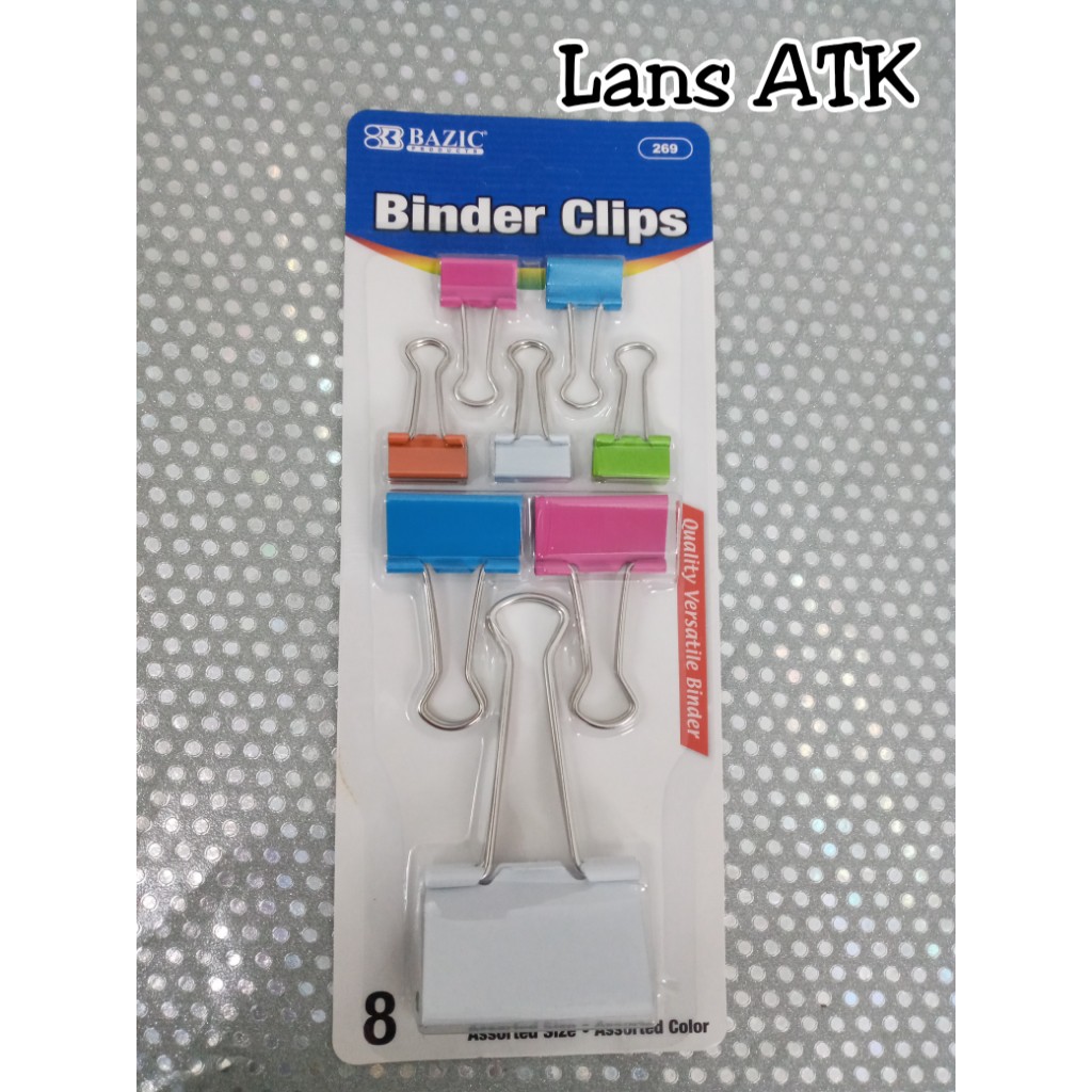 

BAZIC Assorted Size Color Binder Clip 269 (8pcs/Pack) (02698) PROMO binder
