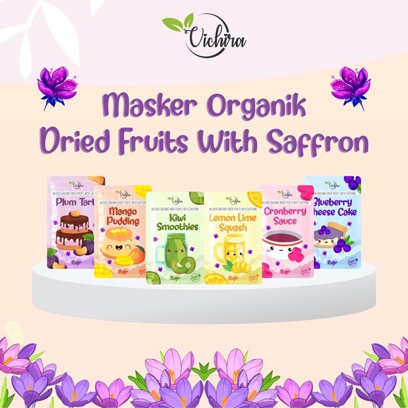 Vichira Mask - Masker Organik Dried Fruits With Saffron / Masker Wajah / Masker Organik