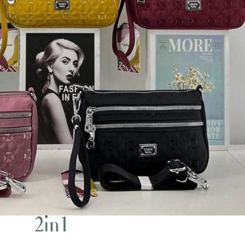 ☉ POUCH/TAS SELEMPANG WANITA ORI SIGHMON KANVAS BORDIR SG9348 3Sleting 2Tali ℮