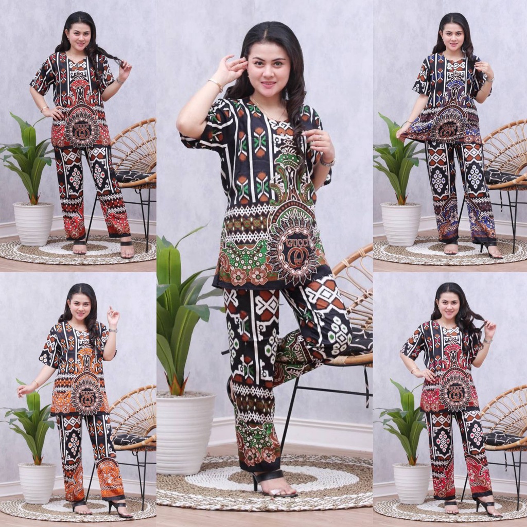 Batik Prass - Setelan Baju Tidur Busui Lengan Pendek - Piyama Batik Terbaru - Baju Santai-2