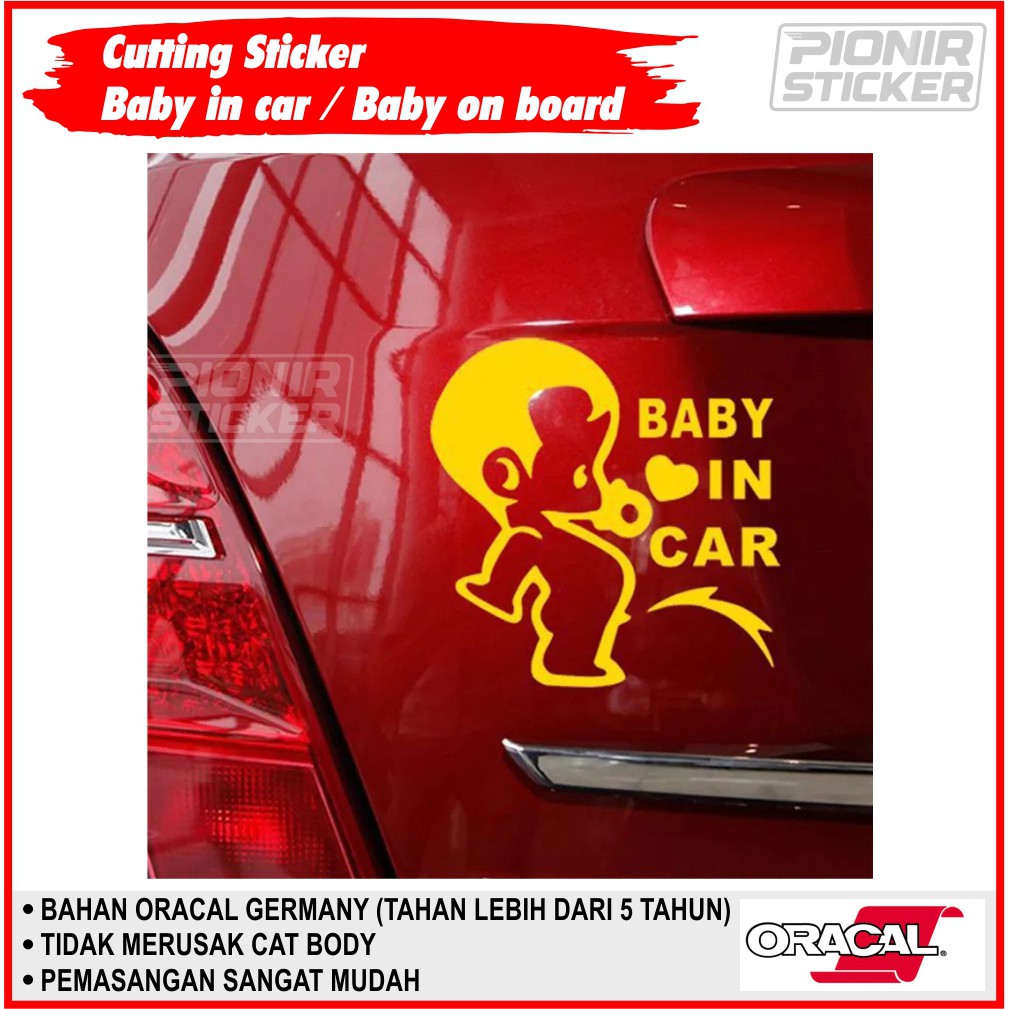 Sticker cutting Kaca mobil Baby in car cutting sticker baby on board