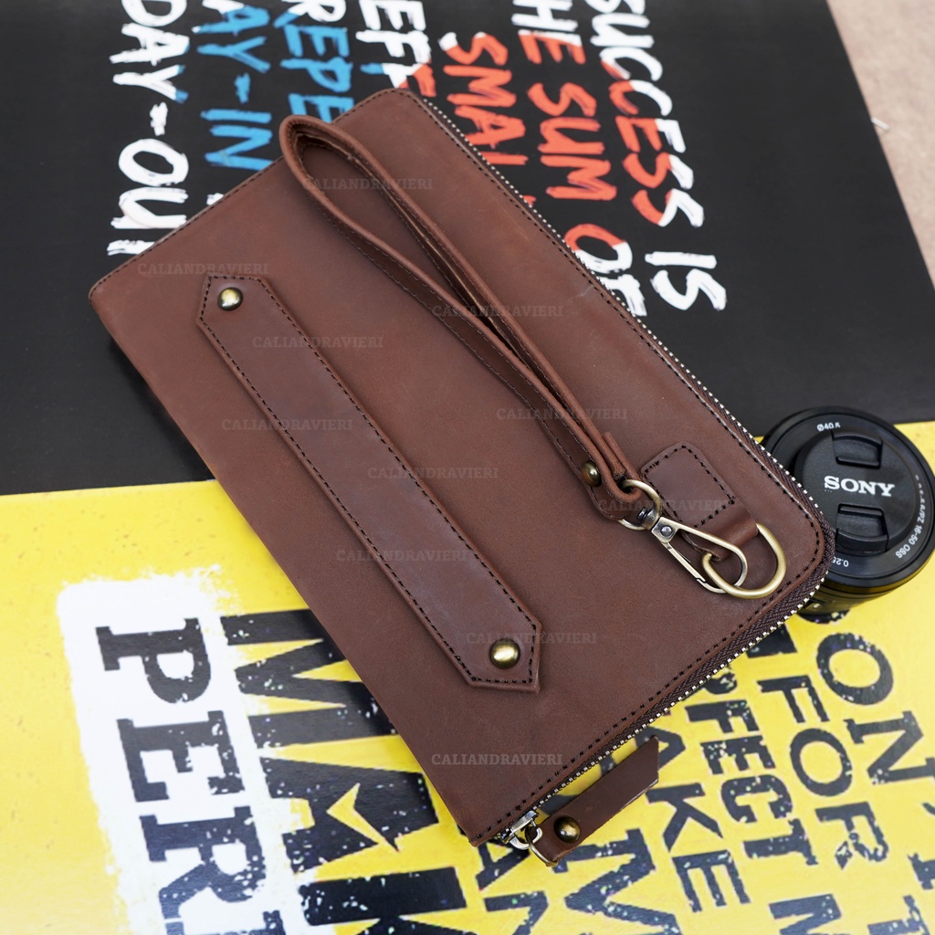 Caliandravieri CV3 Clutch Kulit Asli Slim Compact Unisex