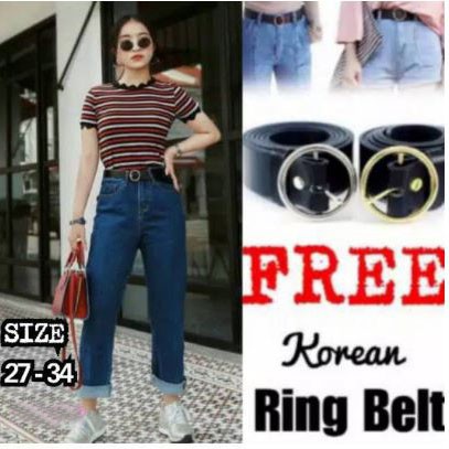 PROMO CELANA BOYFRIEND JEANS WANITA // FREE BELT / BF POLOS HOPYLOVY