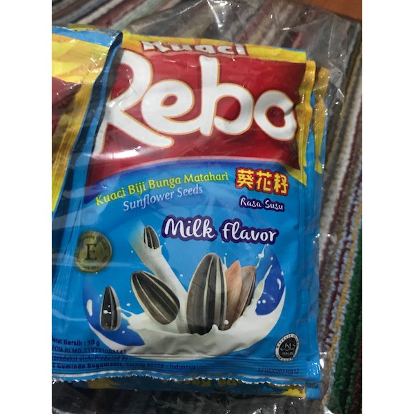 

Kuaci Rebo Rasa Susu Sachet - 1 renceng isi 10 pcs