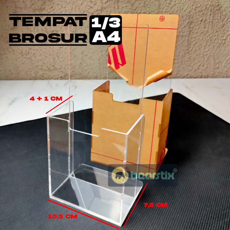 

Tempat brosur 1/3 A4 flyer holder akrilik meja kartu nama kasir cafe tent holder