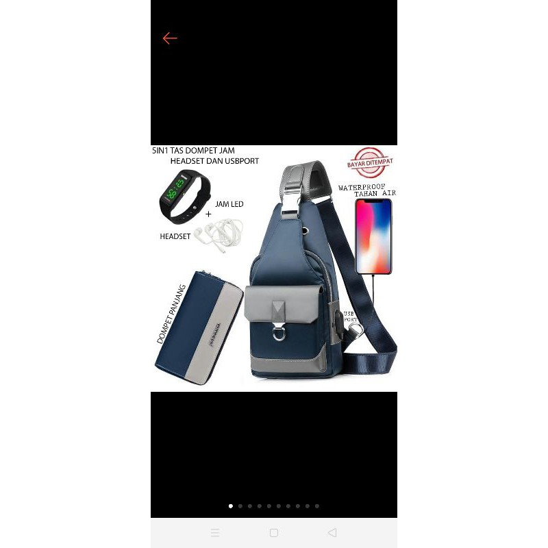 5IN1 TAS BONUS JAM &DOMPET,USBPORT&HEADSET -