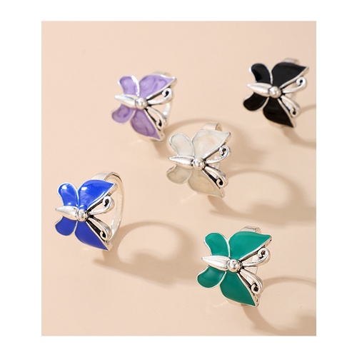 LRC Cincin Set Fashion Color Color Dripping Butterfly Ring Set V81372