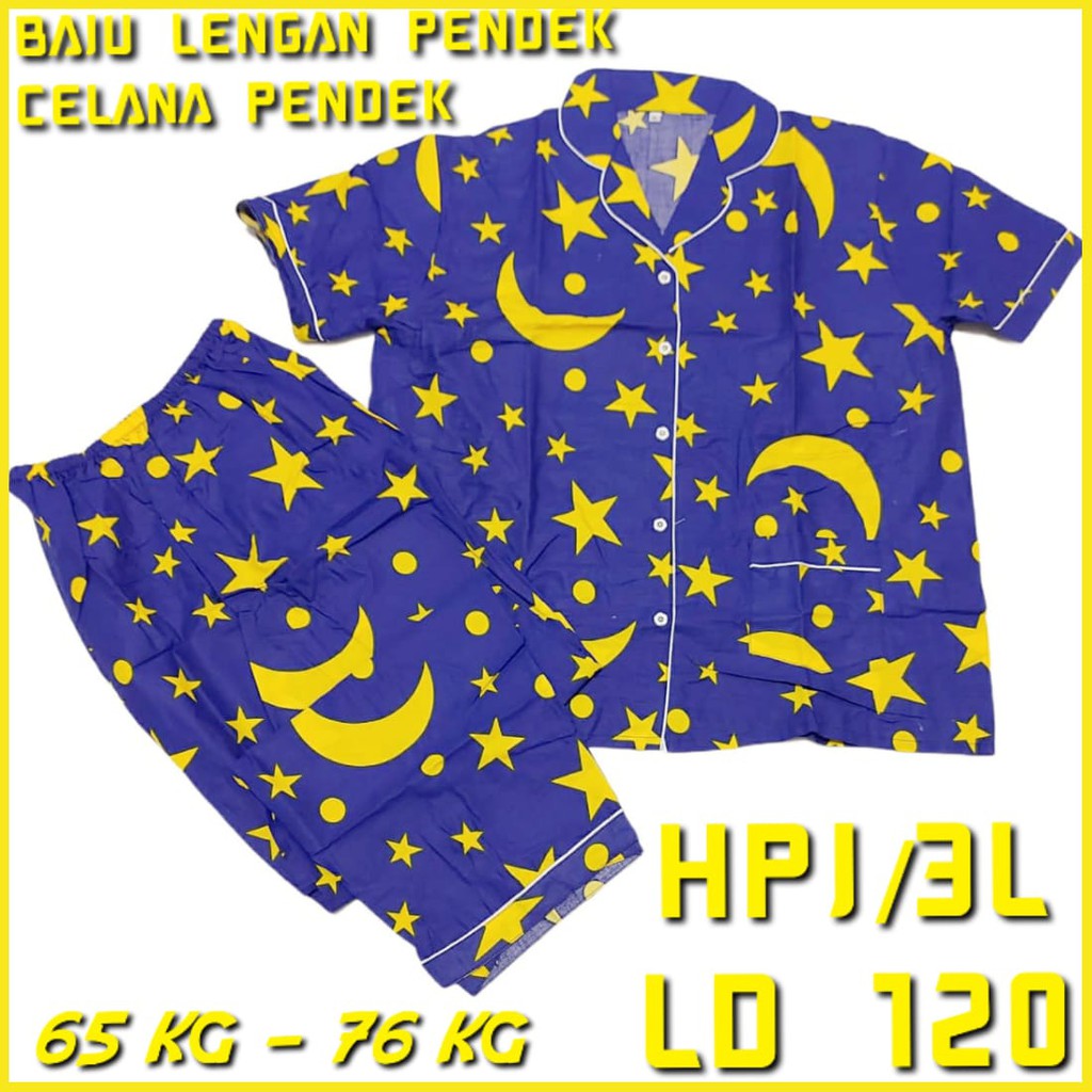 PIYAMA ANAK &amp; IBU Bulan Bintang katun celana pendek (HP)