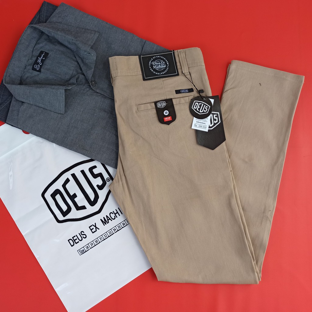 Celana Chino Panjang Pria Bahan Melar Elastis Slimfit Casual Style Hitam Kerja Cowok Dewasa