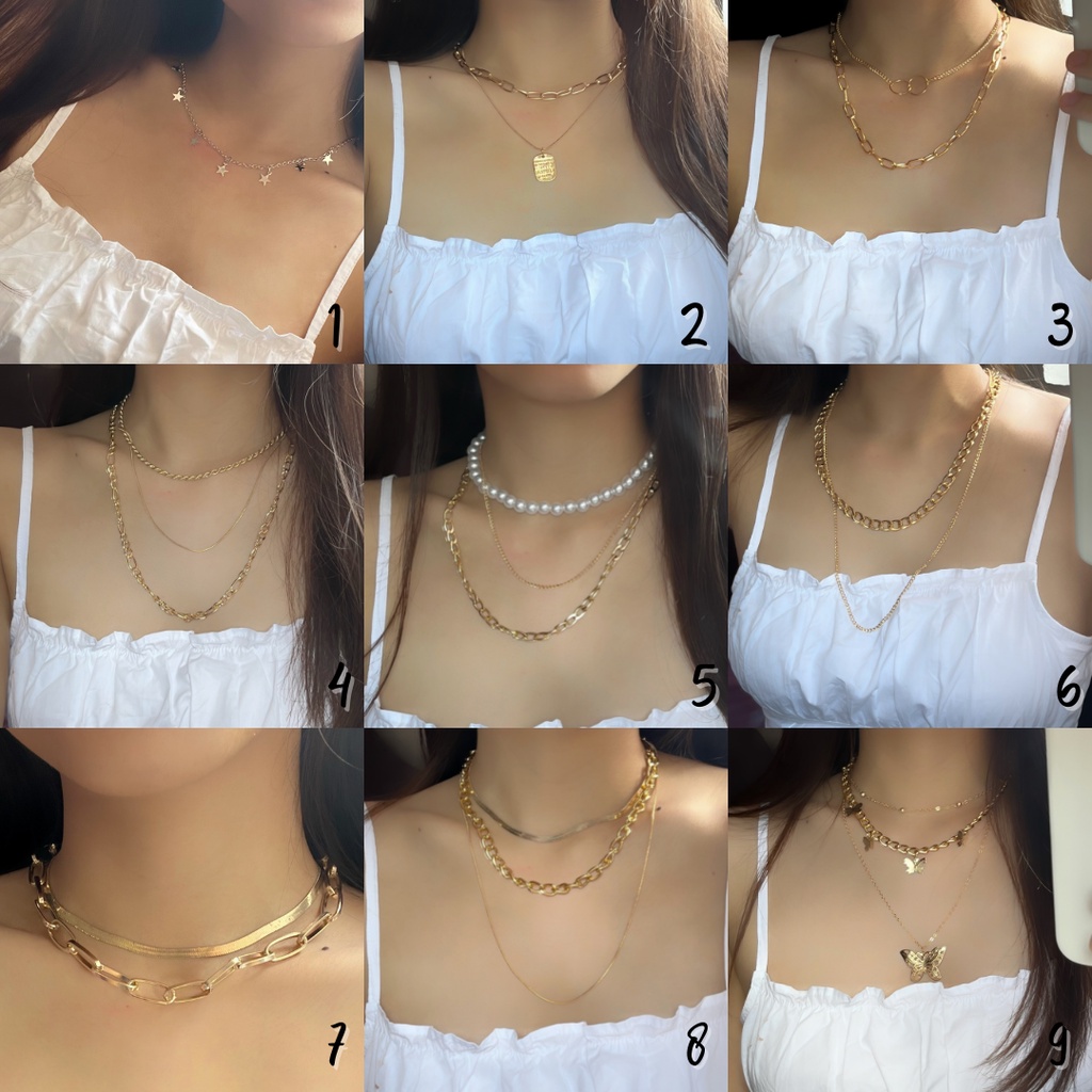 Necklace / Kalung Wanita Korea / Aksesoris Wanita / Kalung Rantai / Kalung Aesthetic / Kalung Layer Polos