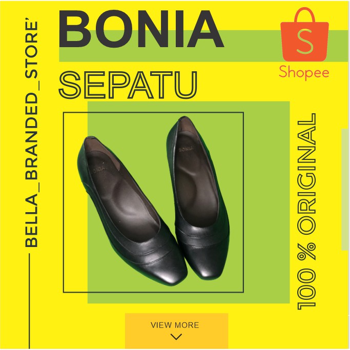 SEPATU FLAT BONIA WARNA HITAM POLOS WANITA HARGA TERMURAH DAN KUALITAS ORIGINAL