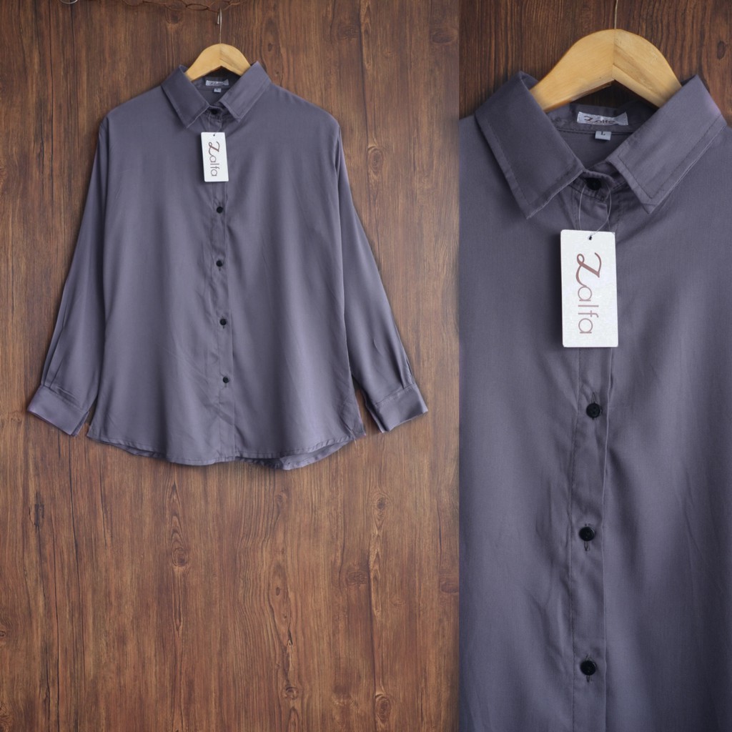 BASIC rayon kemeja by ZALFA OUTFIT-Grey (R.Twill)