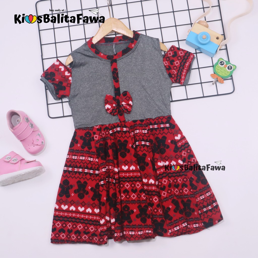 (NATAL) Dress Sabrina uk 4-7 tahun -  Dres Baju Gaun Anak Perempuan Harian Pesta Kids Adem Murah