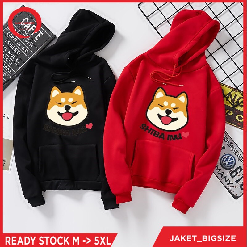 Jaket Hoodie shiba inu Kawaii Harajuku jumbo bigsize pria wanita ukuran m l xl xxl xxxl xxxxl xxxxxl