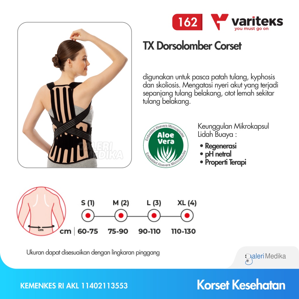 Penyangga Punggung Variteks Variteks 162 TX Dorsolumber Corset - Untuk Pasca Patah Tulang, Kyphosis dan Skoliosis