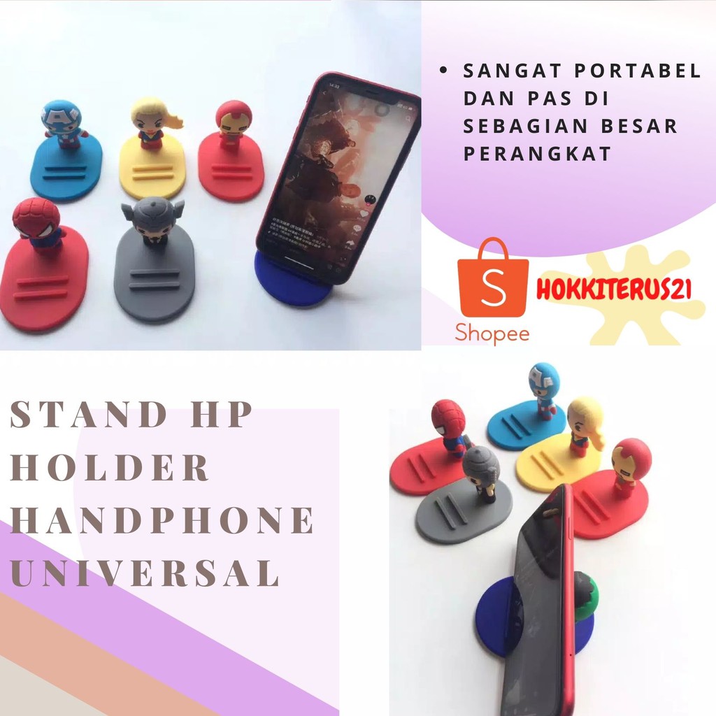 HOKKITERUS21 STAND HP holder handphone universal miniso action figure karet anti slip karakte