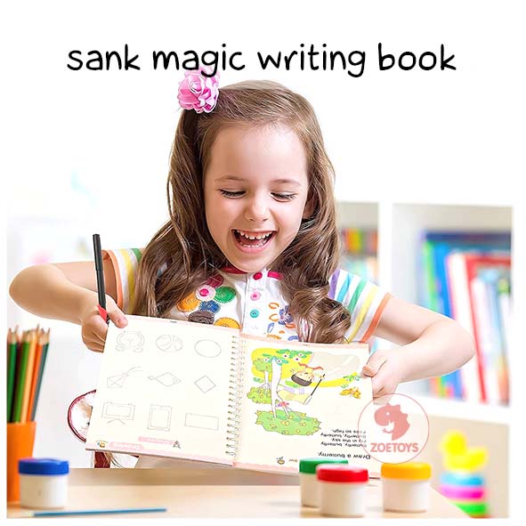 Zoetoys Sank Magic Writing Book | Buku Ajaib Pintar Belajar Menulis | Latihan Tracing Menghitung Menggambar Tulis Huruf Dan Angka | 1 Set Buku Isi 4 + Pulpen Buku Prasekolah Paud TK Mainan Edukasi Anak