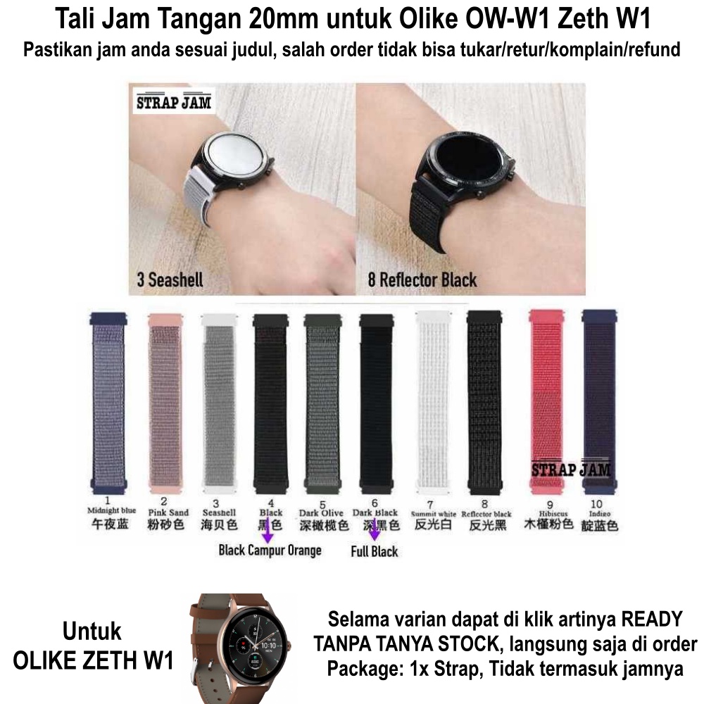 Tali Jam Olike OW-W1 Zeth W1 - Strap 20mm Sport Loop Nilon Velcro Krekan