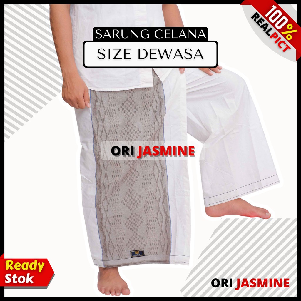 Sarung celana dewasa muslim jumbo hitam putih Salur pria murah bali gajah duduk