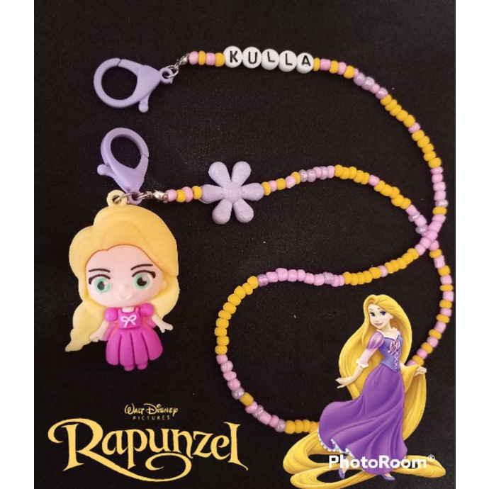 kalung masker anak tema rapunzel ada bandul/boneka bisa request nama