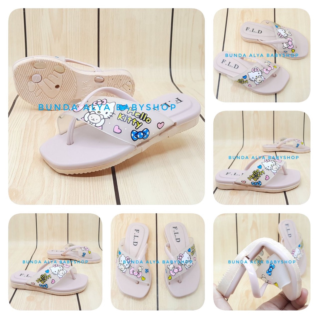 Sendal Anak Perempuan Umur 1- 6 Tahun Elastis Kartun Lucu PINK Sandal Anak Cewek Alas Karet Anti Licin Nyaman