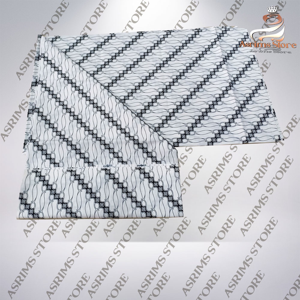 Kain Batik Jogja Jarik Batik Samping Kebat Jogjaan Hitam Putih Santoso AAA Premium Original-R