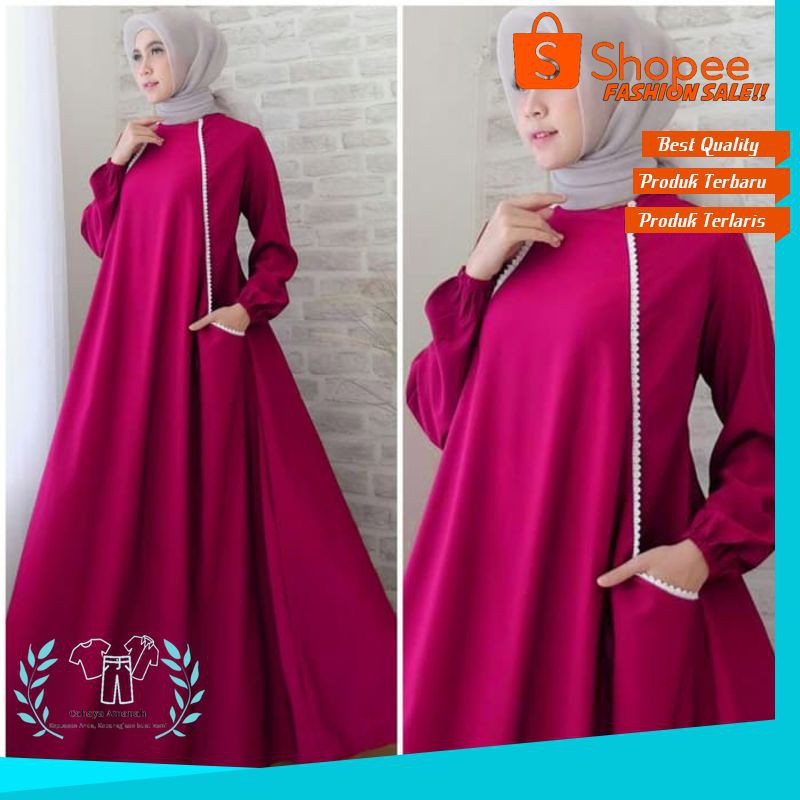 BAJU GAMIS WANITA TERBARU [Maxi carlen fanta NI] Maxi Wanita Woolpeach Pink Fanta MURAH DISKON