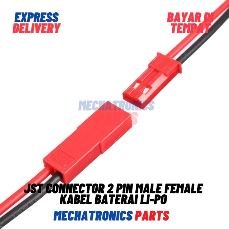 2PCS [SOC-9026] JST CONNECTOR 2 PIN MALE FEMALE KABEL BATERAI LI-PO BATTERY LIPO SYP 2