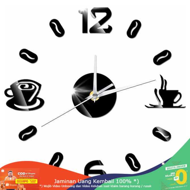 (BISA COD) RVOSTR  Jam Dinding DIY Giant Wall Clock 30cm Coffee Bell - DIY-12