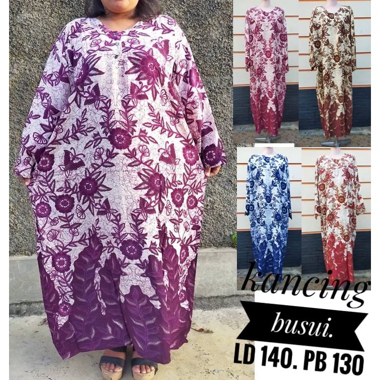 Baju Daster Jumbo Ld 140 Lengan Panjang Daster Panjang Busui Kancing Panjang Semata Kaki / daster pa