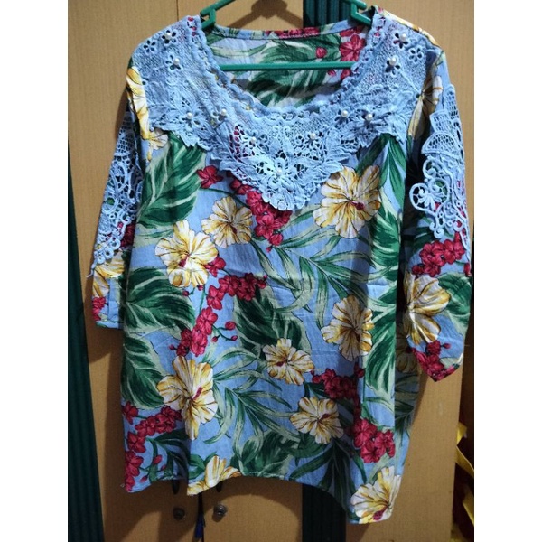 ATASAN KATUN IMPORT BANGKOK MOTIF BUNGA MIX BROKAT