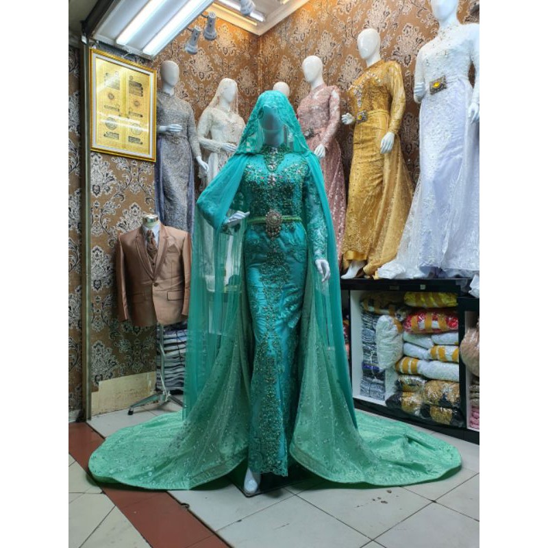 GAUN TILE AKAR TRIDI FULL PAYET BEREKOR MEWAH//GAUN WEDDING MEWAH//GAUN