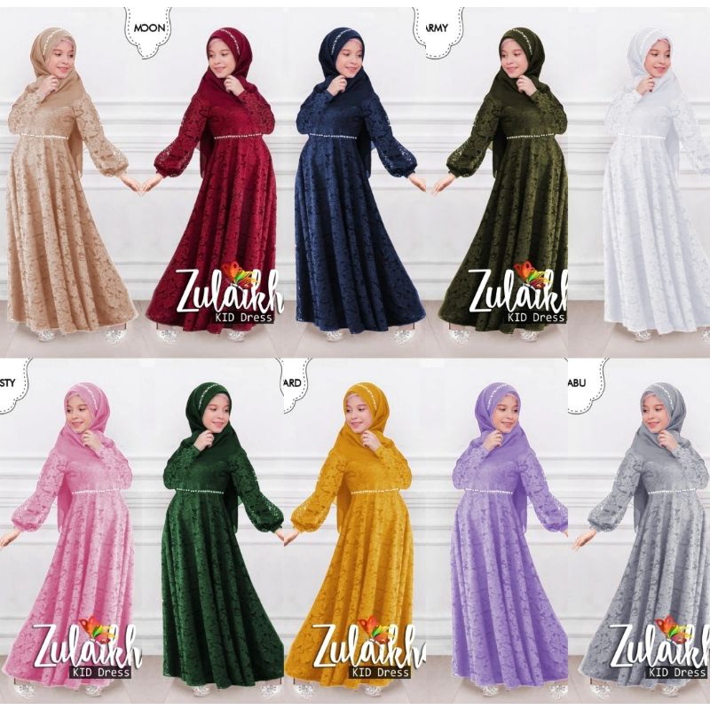 Gamis pesta muslim anak brokat import,baju kids tutu tile princess Keke