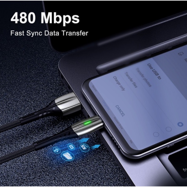 5A Kabel data Fast Charging Micro USB Type C iphone ios Cable LED Voltage And Current Display JIYANG KABEL DATA