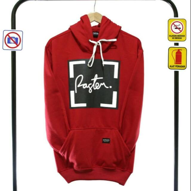 Jaket hoodie sweater raster red solid
