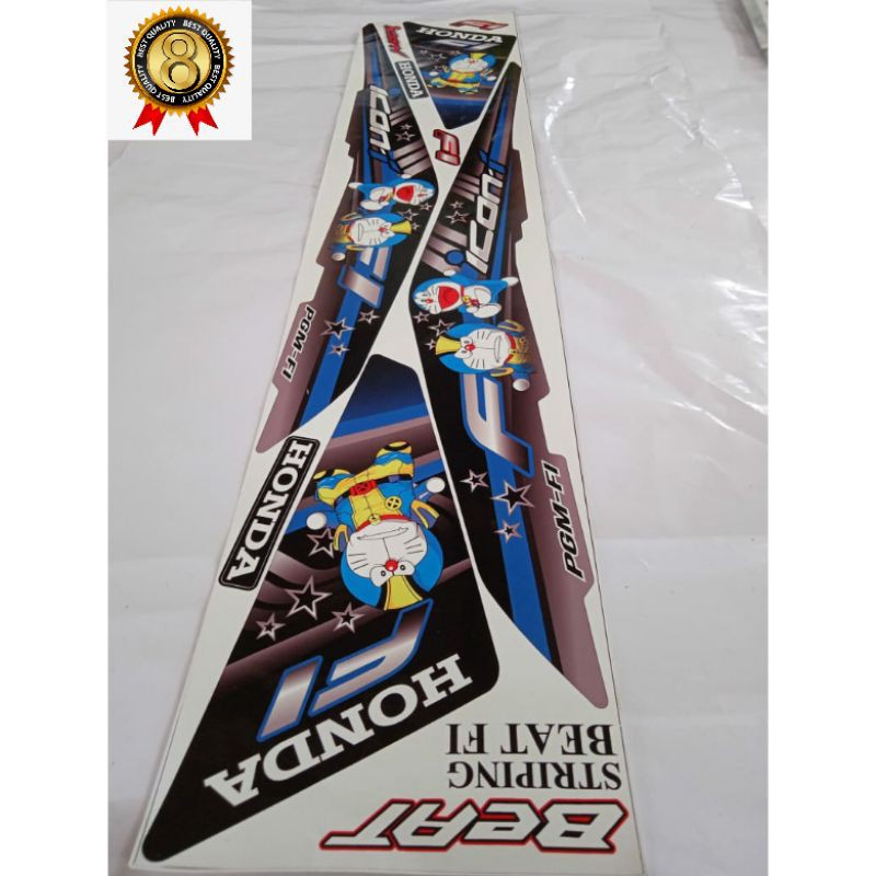 Striping Beat FI Icon Doraemon variasi hitam lis biru