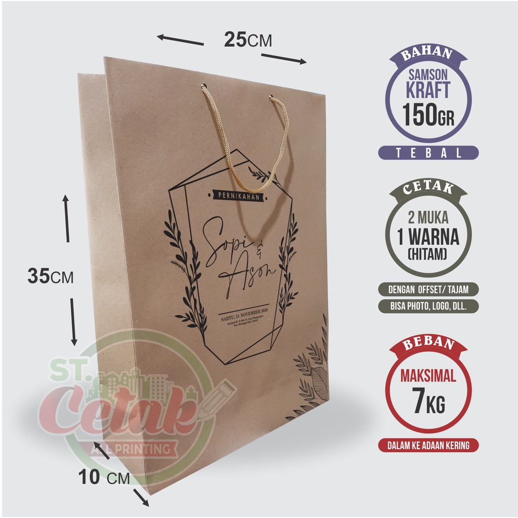

PAPERBAG CUSTOM | 25 X 10 X 35 CM | BAHAN TEBAL 150GR
