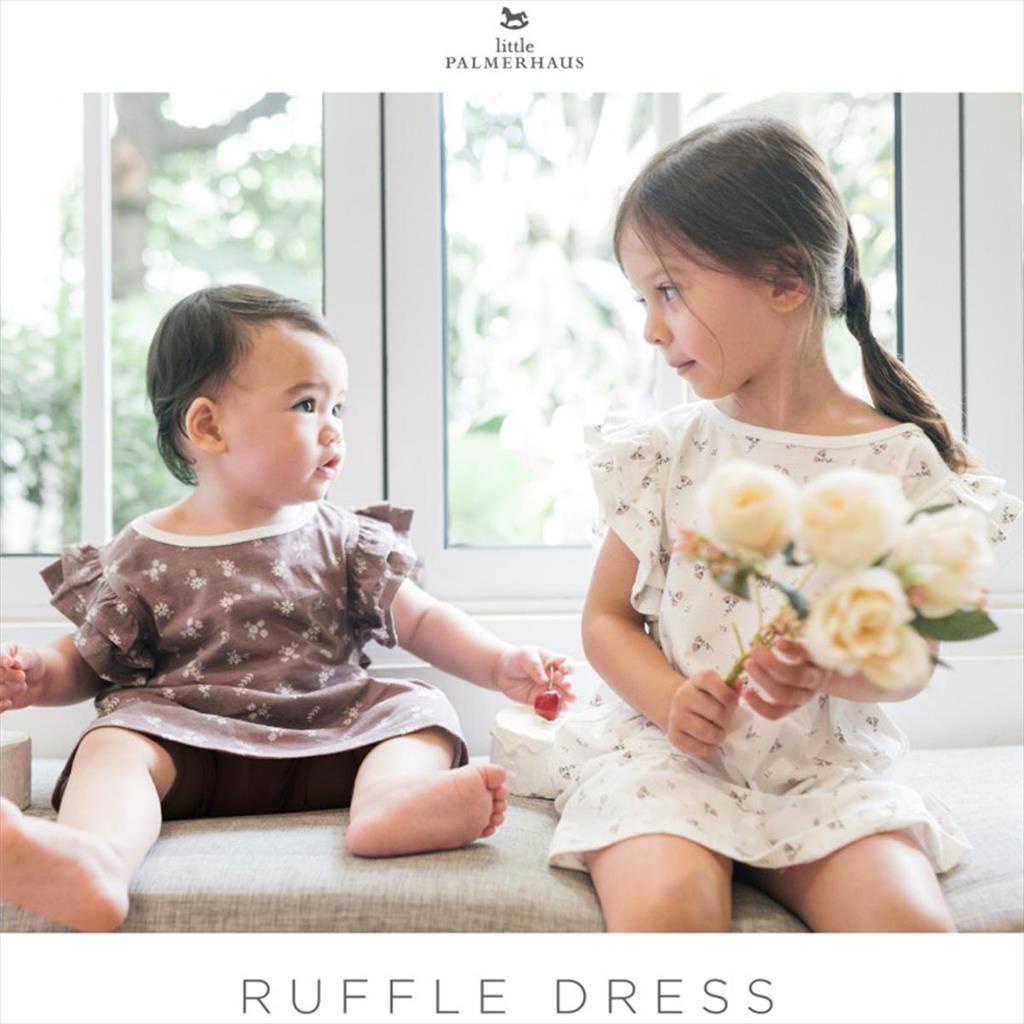 Little Palmerhaus Ruffle Dress Pretty Flower Mauve Dress Anak