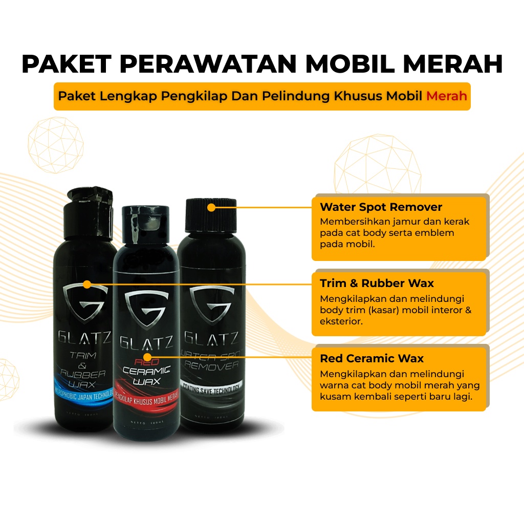 Paket Pengkilap Mobil Warna Merah Glatz Autocare