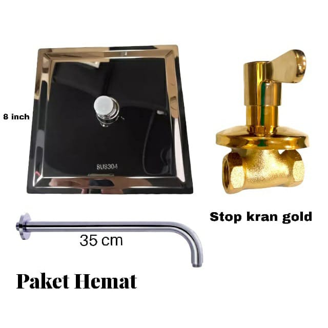 Paket Hemat Wall Shower Kamar Mandi Tanam Stainless + Kran Tanam Drad 1/2&quot;