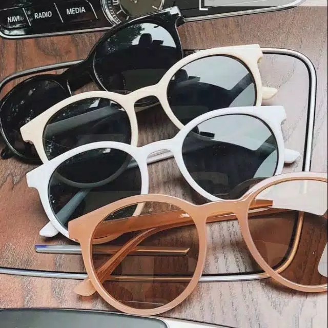 [COD]Korean INS Hot Fashion Bulat Mata Kucing Kacamata Hitam Wanita/Pria Sunglasses