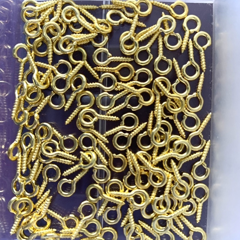 Paku Ulir Paku Kait Eye Screw Baut Mini 10mm / 1cm Warna Emas Gold (12pcs)