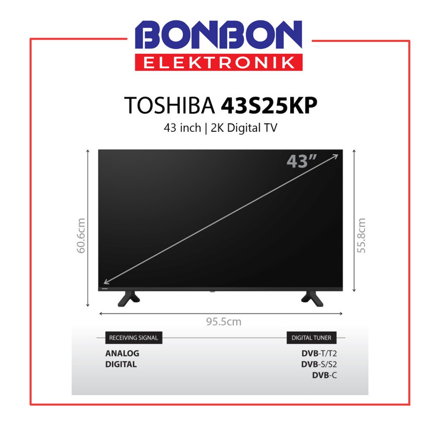 Toshiba LED Digital TV 43 Inch 43S25KP FHD