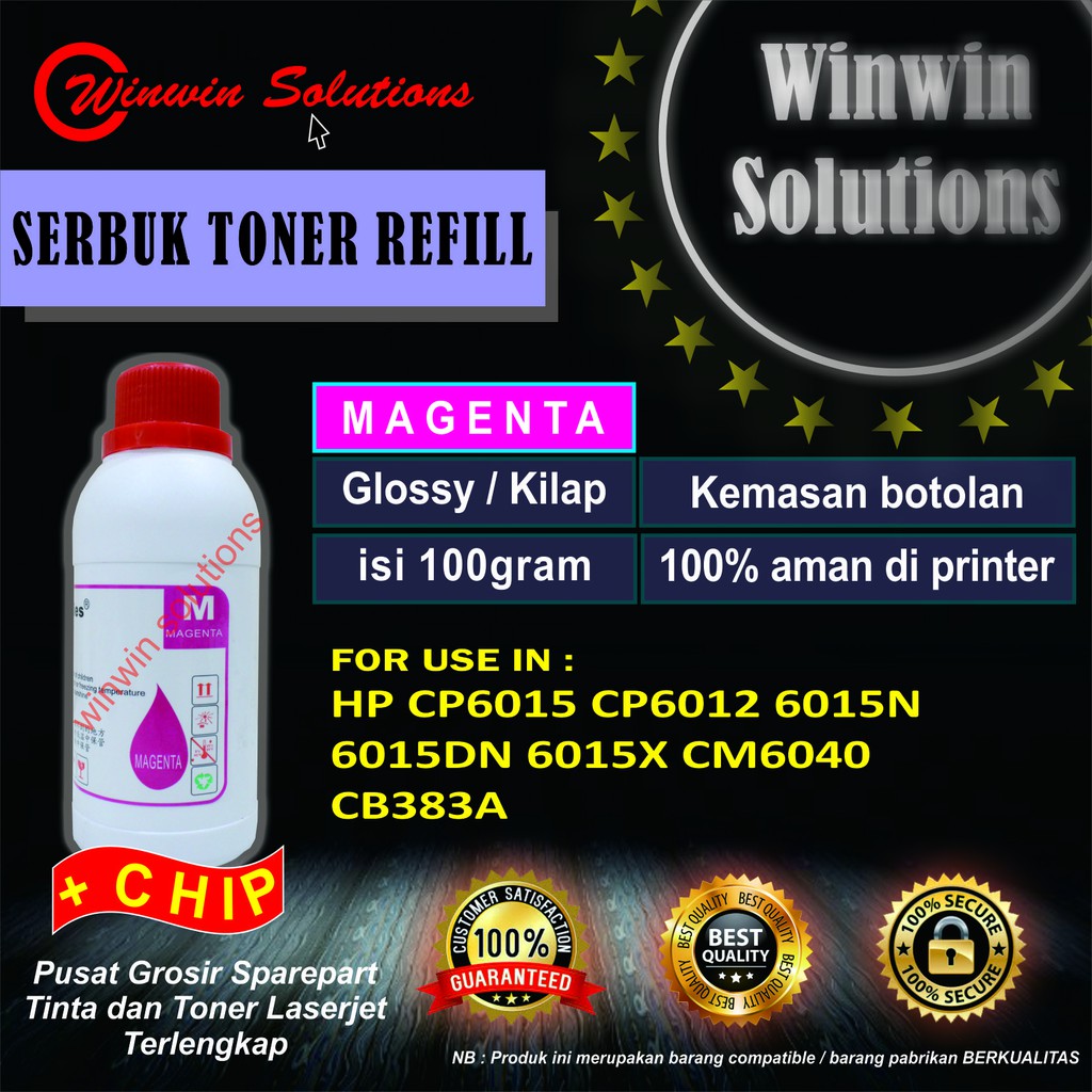 Serbuk Toner Refill CP6015 CP6012 6015N 6015DN 6015X CM6040 CB383A MAGENTA 100gr