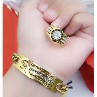 Titanium set perhiasan gold wanita LL7039