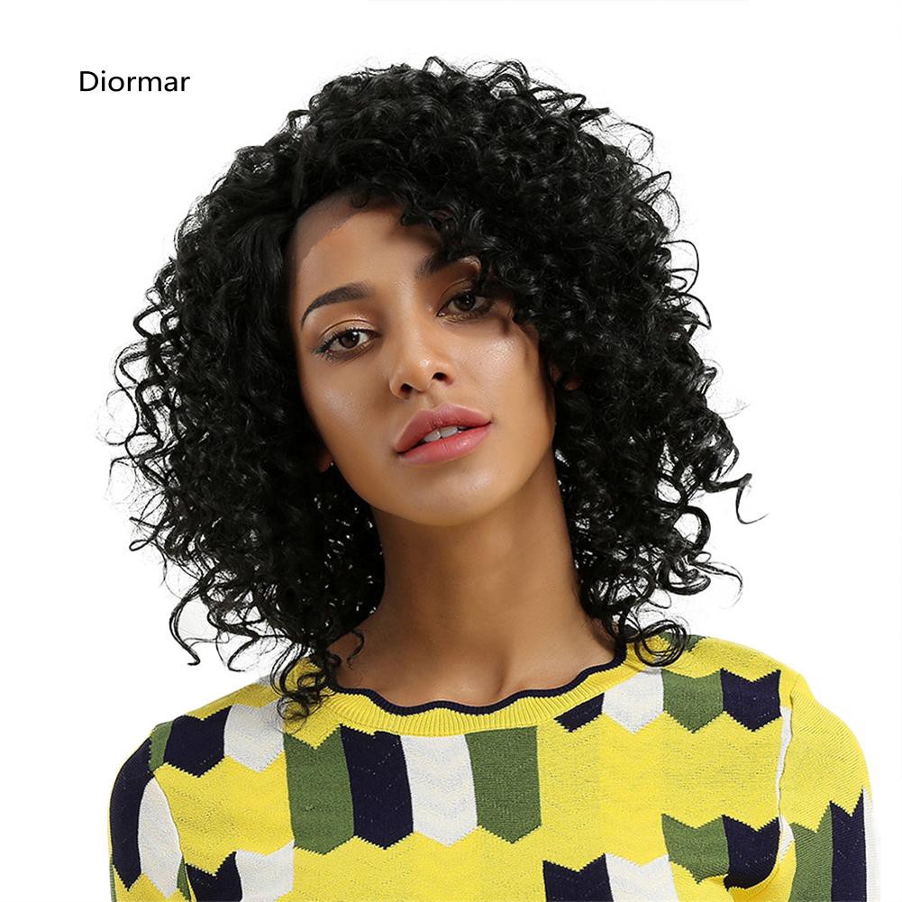 Smooth High Temperature Fiber Black Short Curly Hair Women Wig