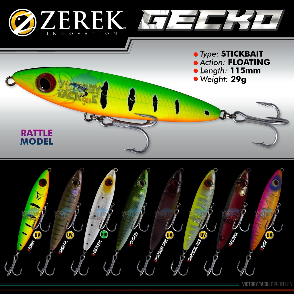 UMPAN PANCING Lure ZEREK INNOVATION GECKO TOP WATER 115 MM 29 GRAM Minnow