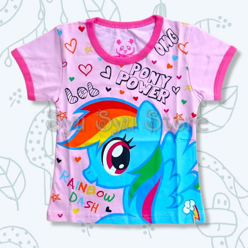 Baju Kaos Atasan Anak Perempuan Cewek My Little Pony Rainbow Dash Love Pink