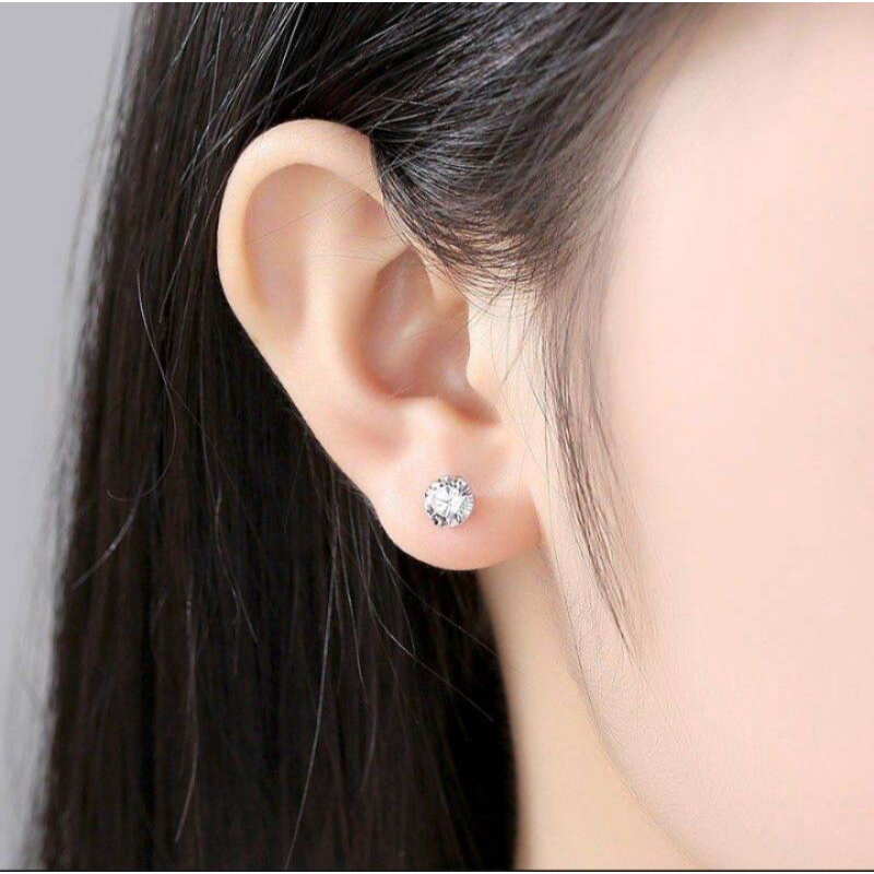 anting tusuk permata silver fashion wanita titanium original anti luntur